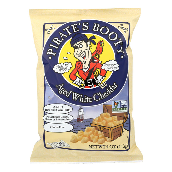 Pirate Brands Booty Puffs - Aged White Cheddar - Case of 12 - 4 Ounce.