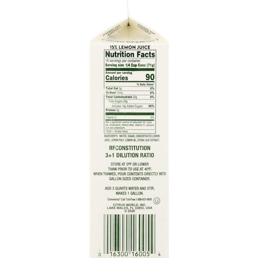 Florida Natural Growers' Pride from Concentrate Frozen lemonade Beverage - 32 Fluid Ounce - 12 Per Case.