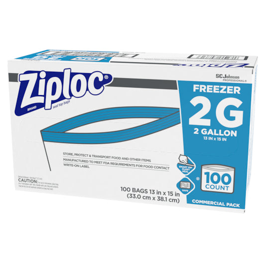 Ziploc Two Gallon Freezer Bag 100 Count Pack - 1 Per Case.