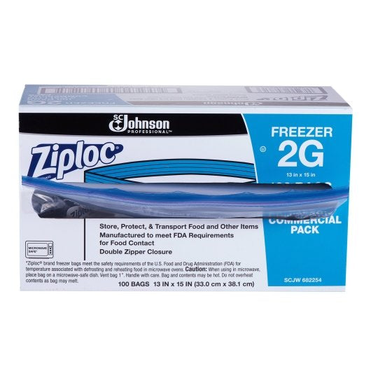 Ziploc Two Gallon Freezer Bag 100 Count Pack - 1 Per Case.