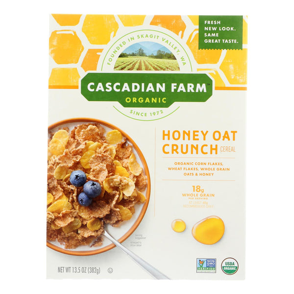 Cascadian Farm Cereal - Organic Corn Flakes Wheat Flakes Whole Grain Oats And Honey - Case of 10 - 13.5 Ounce.