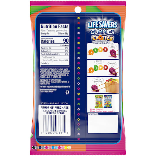 Life Savers Gummies Exotics 7 Ounce Size - 12 Per Case.