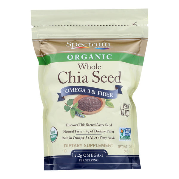 Spectrum Essentials Organic Chia Seeds - Omega-3 and Fiber - 12 Ounce
