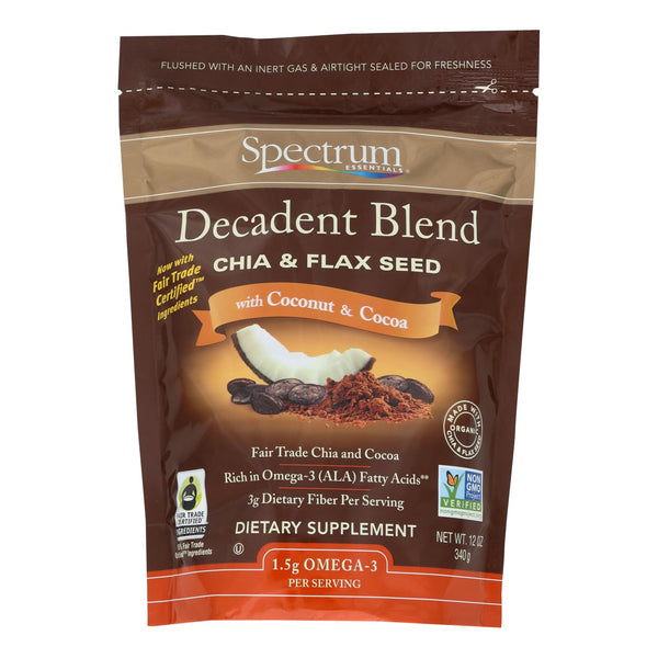 Spectrum Essentials Organic Decadent Blend - Chia and Flax Seed with Coconut and Cocoa - 12 Ounce