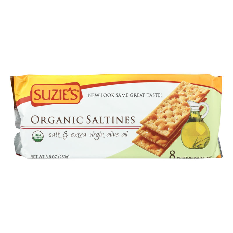 Suzie's Organic Saltines - Salt and Extra Virgin Olive Oil - Case of 12 - 8.8 Ounce.