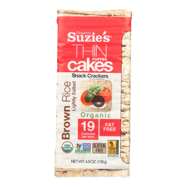 Suzie's Thin Cakes - Brown Rice Lightly Salted - Case of 12 - 4.9 Ounce.