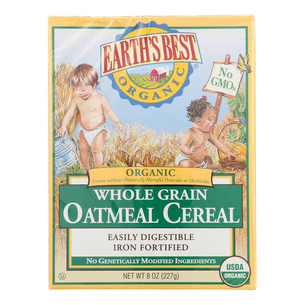 Earth's Best Organic Whole Grain Oatmeal Infant Cereal - Case of 12 - 8 Ounce.
