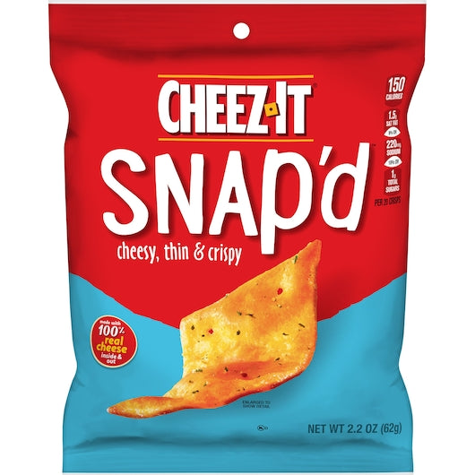 Kellogg's Cheez It Snap'd Cheddar Sour Cream And Onion Crackers 2.2 Ounce Size - 6 Per Case.