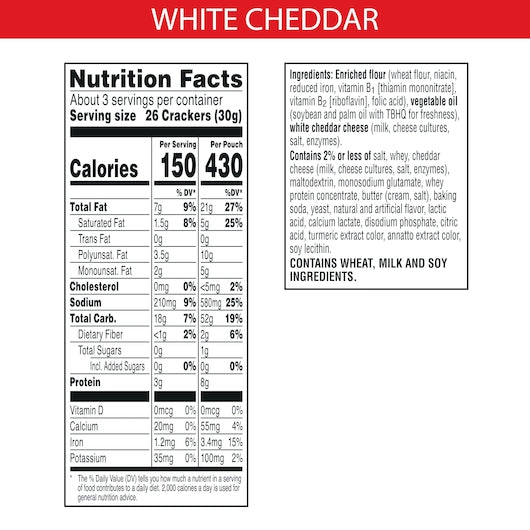 Sunshine Cheez-It White Cheddar Snack Crackers, 3 Ounces - 36 Per Case.