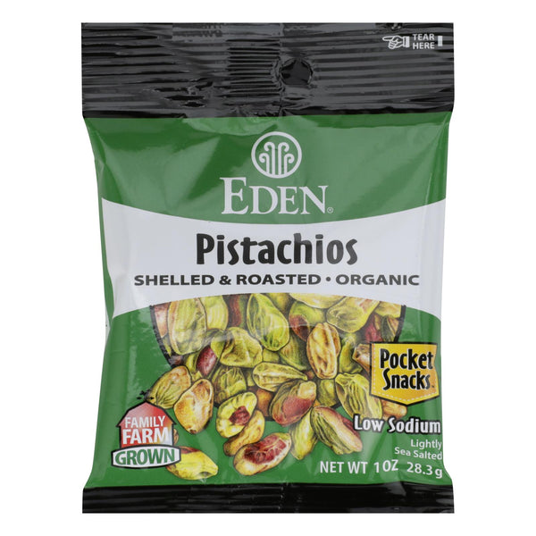 Eden Foods Organic Pocket Snacks - Pistachios - Shelled and Dry Roasted - 1 Ounce - Case of 12
