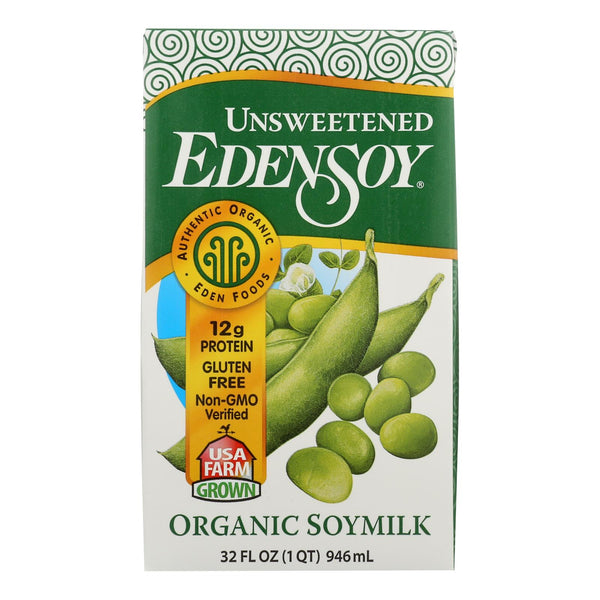Eden Foods Organic Unsweetened Soymilk - Case of 12 - 32 FL Ounce.