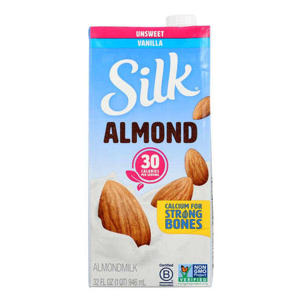 Silk Pure Almond Milk - Unsweetened Vanilla - Case of 6 - 32 Fl Ounce.