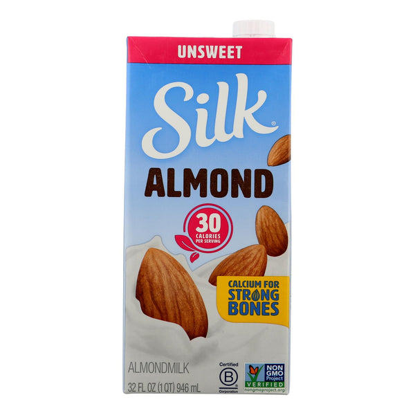Silk Pure Almond Milk - Unsweetened - Case of 6 - 32 Fl Ounce.