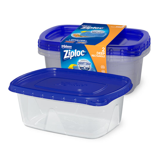 Ziploc Container One Press Deep Rectangle 2 Each - 6 Per Case.