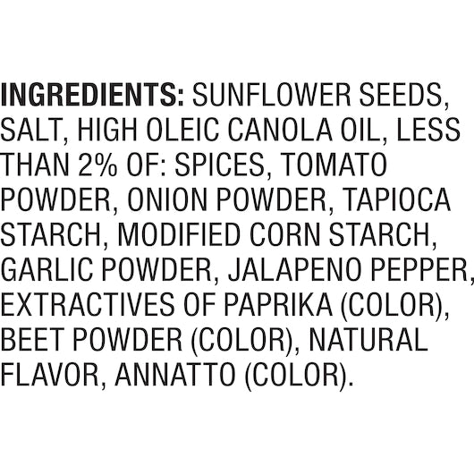 David Roasted And Salted Jalapeno Hot Salsa Jumbo Sunflower Seeds Pack 5.25 Ounce Size - 12 Per Case.