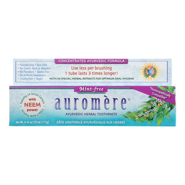 Auromere Toothpaste - Mint-Free - Case of 1 - 4.16 Ounce.