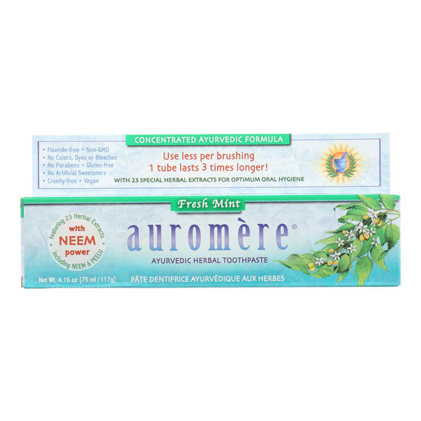 Auromere Toothpaste - Fresh Mint - Case of 1 - 4.16 Ounce.