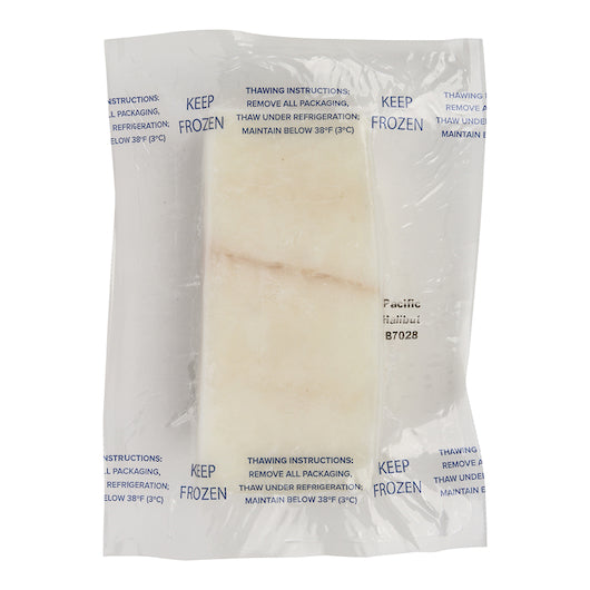 Trident Seafoods 8 Ounce Boneless Skinless Vacuum Packed Halibut Fillet 10 Pound Each - 1 Per Case.