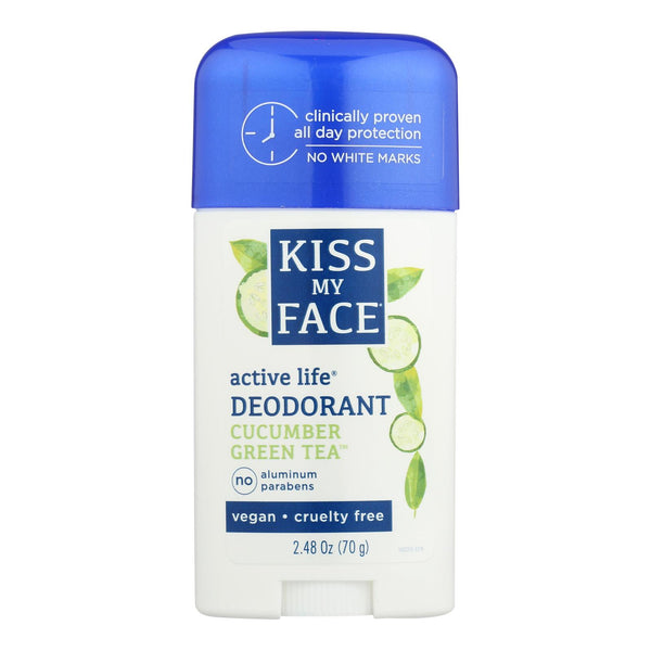 Kiss My Face Deodorant Active Life Cucumber Green Tea Aluminum Free - 2.48 Ounce
