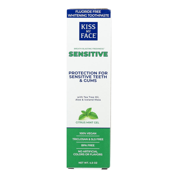 Kiss My Face Toothpaste - Sensitive - Fluoride Free - Gel - 4.5 Ounce