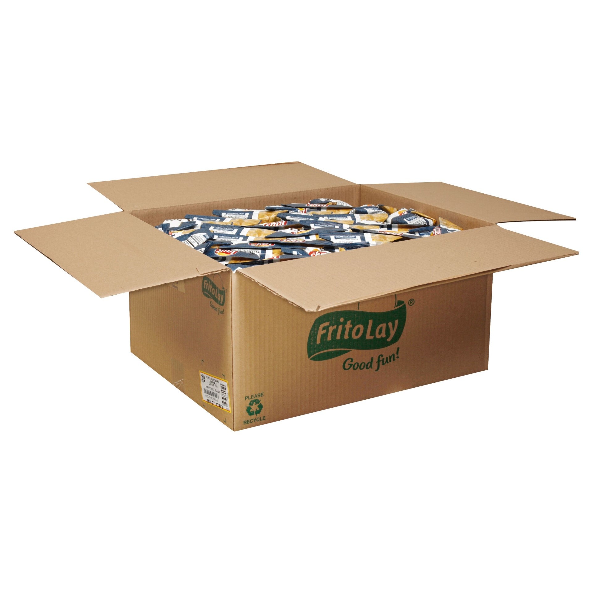 Lays Kettle Cooked Original Less Fat Potato Chips Plastic Bag 1.375 Ounce Size - 64 Per Case.