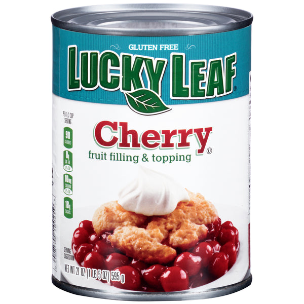 Lucky Leaf Cherry Fruit Pie Filling & Topping Cans 21 Ounce Size - 12 Per Case.