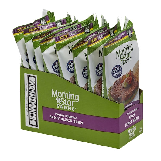 Morningstar Farms Veggie Burgers Spicy Black Bean 9.5 Ounce Size - 8 Per Case.