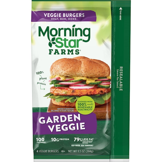 Morningstar Farms Veggie Burgers Garden Patties 9.5 Ounce Size - 8 Per Case.