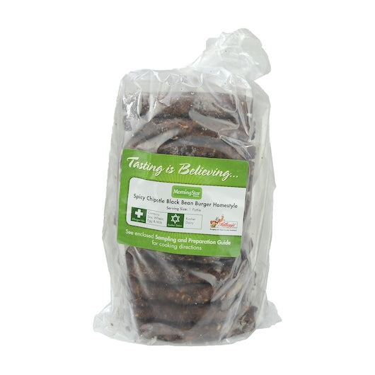 Morningstar Farms Veggie Burgers Spicy Chipotle Black Bean 4.25 Ounce Size - 48 Per Case.