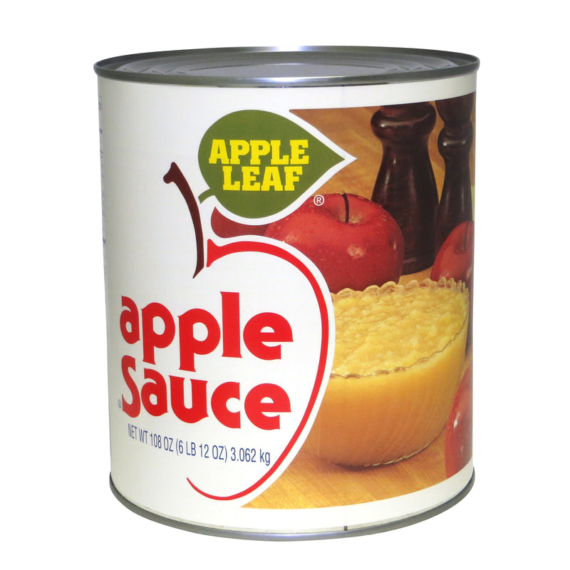 Apple Leaf Apple Sauce Cans 108 Ounce Size - 6 Per Case.