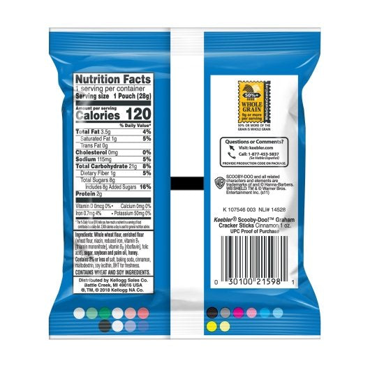 Kellogg's Scooby Doo Cinnamon Graham Cracker Sticks, 1 Ounces - 210 Per Case.