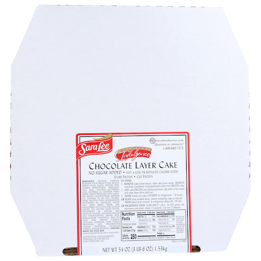 Sara Lee Premium Wholesome Indulgence 9" No Sugar Added Chocolate Layer Cake 3.375 Pound Each - 4 Per Case.