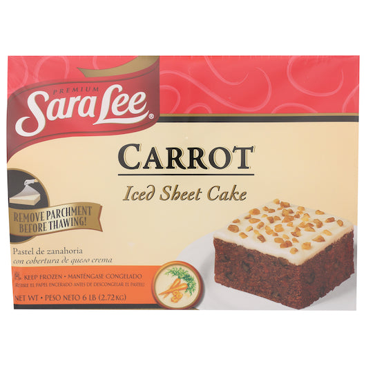 Sara Lee Carrot Cake Sheet Iced 12X16 6 Pound Each - 4 Per Case.