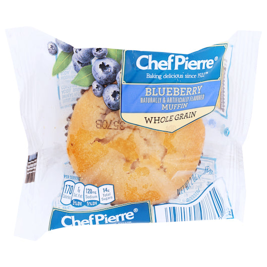 Chef Pierre Individually Wrapped Whole Grain Blueberry Muffin 2 Ounce Size - 48 Per Case.