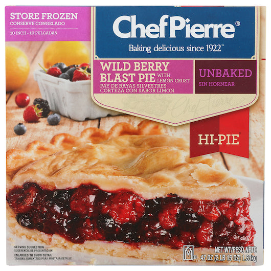 Chef Pierre Wild Berry Blast With Lemon Crust Unbaked Hi-Pie 10" Pie 2.937 Pound Each - 6 Per Case.
