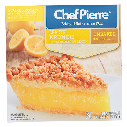 Chef Pierre Lemon Crunch Unbaked 10" Pie 46 Ounce Size - 6 Per Case.