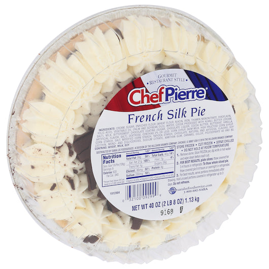 Chef Pierre Gourmet 10" French Silk Chocolate Cream Pie 2.5 Pound Each - 4 Per Case.