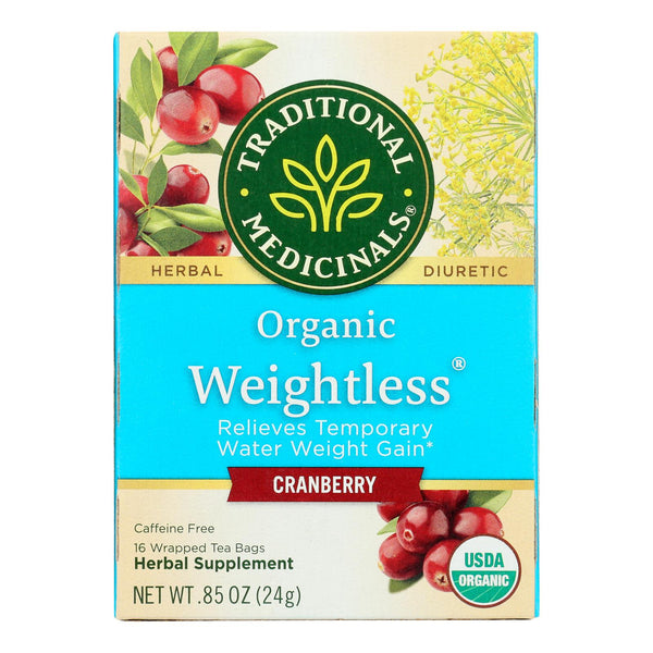 Traditional Medicinals Organic Weightless Cranberry Herbal Tea - 16 Tea Bags - Case of 6