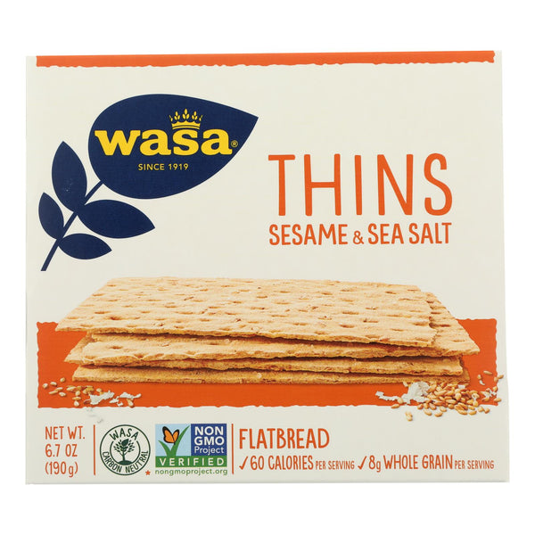 Wasa Sesame & Sea Salt Flatbread Thins  - Case of 10 - 6.7 Ounce