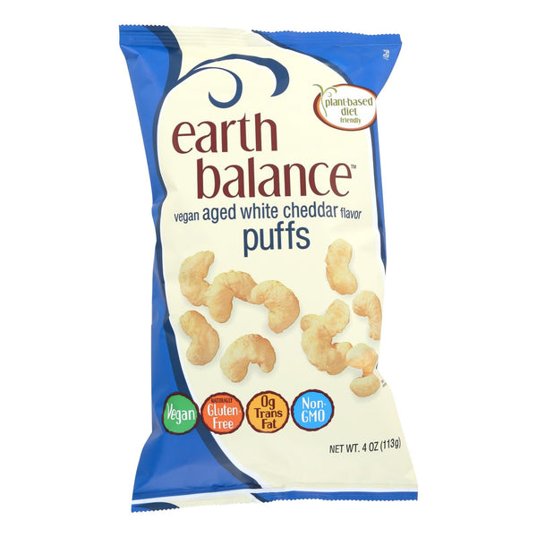 Earth Balance Vegan Puffs - Aged White Cheddar - Case of 12 - 4 Ounce.