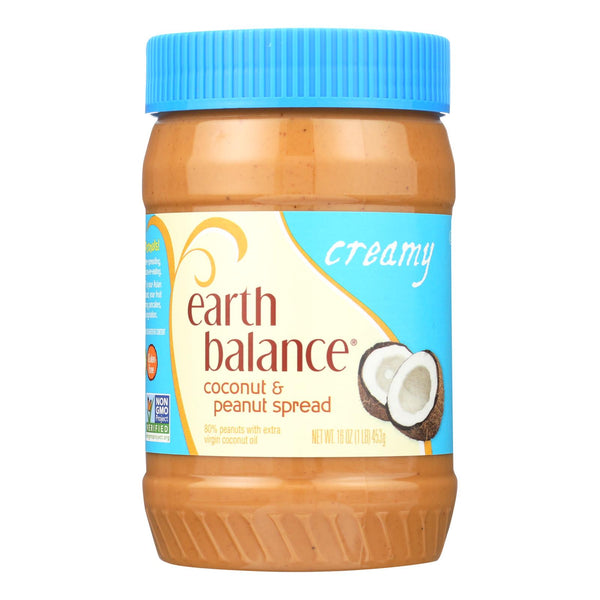Earth Balance Creamy Coconut and Peanut Spread - Case of 12 - 16 Ounce.