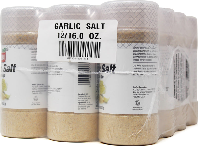 Badia Garlic Salt 16 Ounce Size - 12 Per Case.