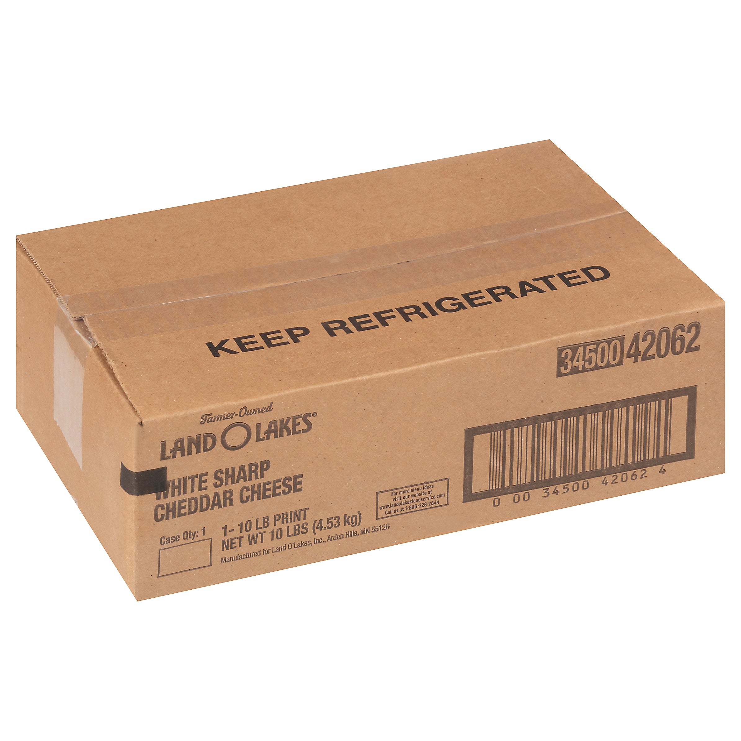 Land-O-Lakes® Sharp Cheddar Cheese White 10 Pound Each - 1 Per Case.