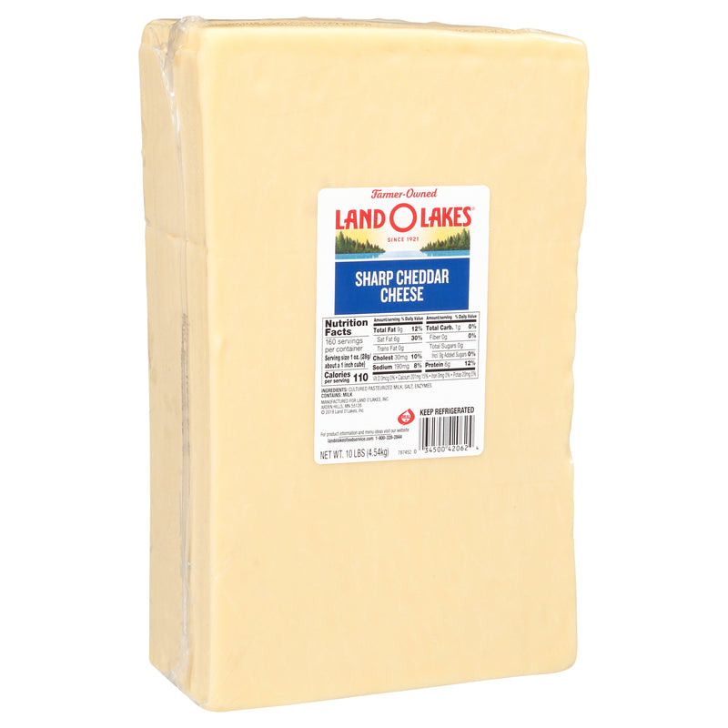 Land-O-Lakes® Sharp Cheddar Cheese White 10 Pound Each - 1 Per Case.