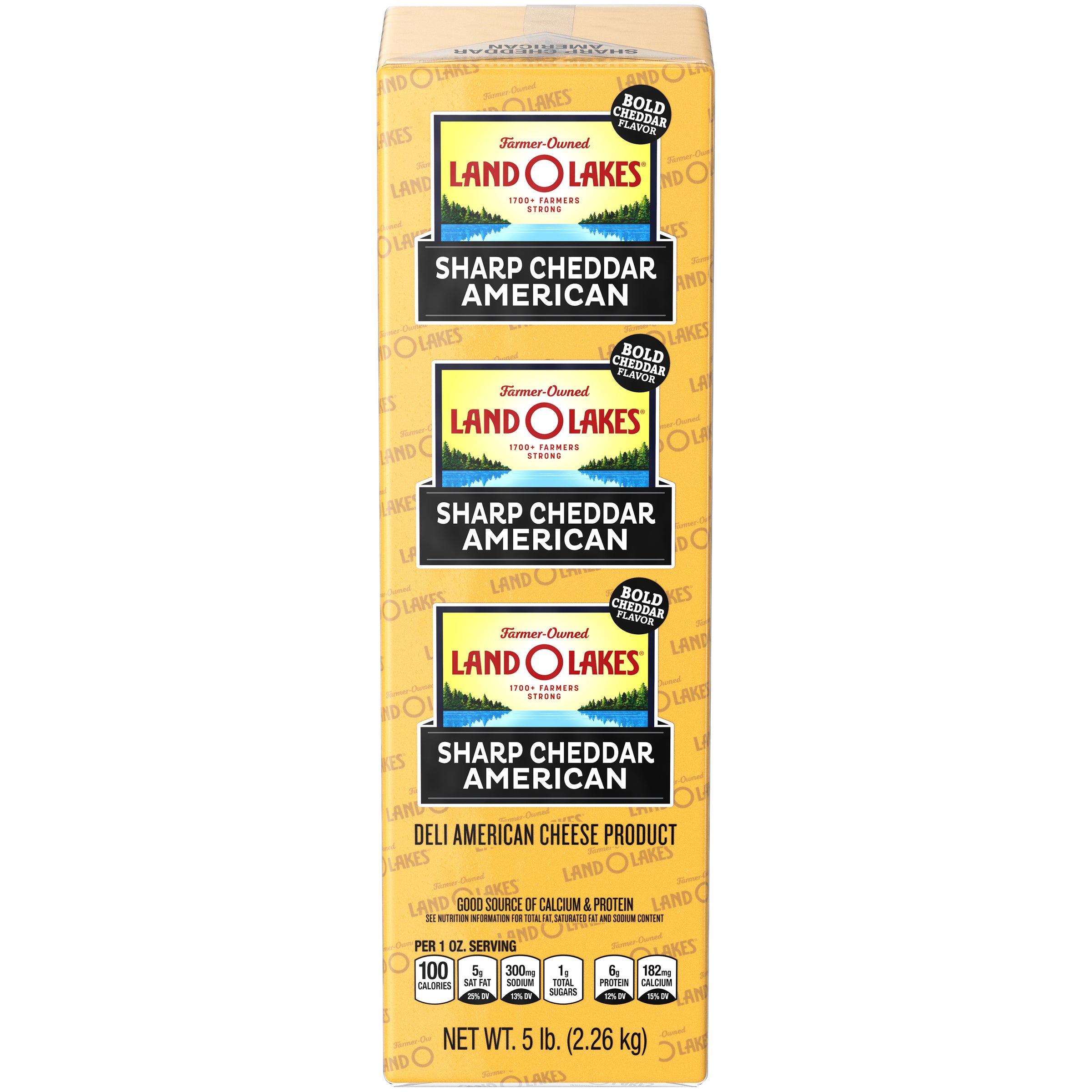 Deli Land O' Lakes Pasteurized Process Sharp Cheddar American Cheese Product(yellow 5 Pound Each - 2 Per Case.