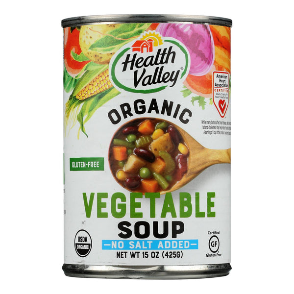 Health Valley Organic Soup - Vegetable No Salt Added - Case of 12 - 15 Ounce.