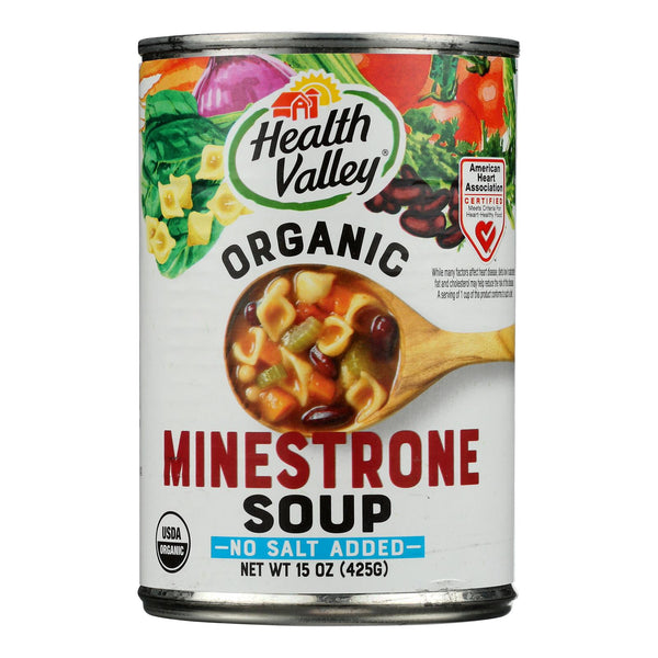 Health Valley Organic Soup - Minestrone No Salt Added - Case of 12 - 15 Ounce.