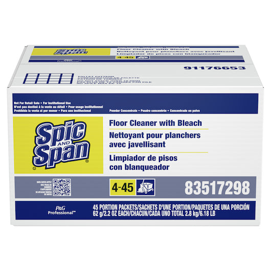 Spic & Span Floor Cleaner With Bleach Concentrate Powder Packet 2.2 Ounce Size - 45 Per Case.