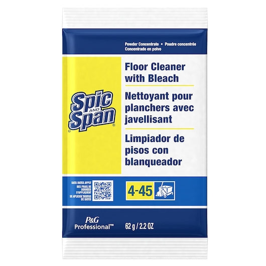 Spic & Span Floor Cleaner With Bleach Concentrate Powder Packet 2.2 Ounce Size - 45 Per Case.