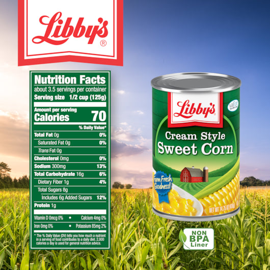 Libby Fancy Cream Corn 14.75 Ounce Size - 24 Per Case.